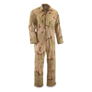 DESCRIPTION: (2) SET OF COVERALLS BRAND/MODEL: DOGS INFORMATION: DESERT CAMO RETAIL$: $50.00 EA SIZE: MEDIUM REGULAR QTY: 2