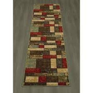 Ottohome Collection Contemporary Boxes Design Multi 2 ft. x 7 ft. Runner Rug