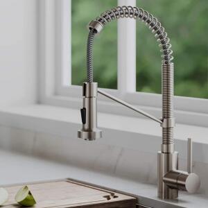 Kraus Bolden 18-Inch Commercial Kitchen Faucet with Dual Function Pull-Down Sprayhead in all-Brite Finish