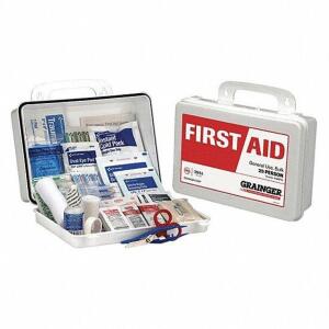 DESCRIPTION: (3) FIRST AID KITS BRAND/MODEL: PRODUCT NUMBER #480F93 INFORMATION: WHITE RETAIL$: $28.37 EA SIZE: SERVES 25 PEOPLE QTY: 3