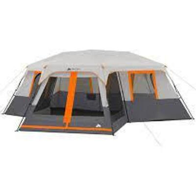 DESCRIPTION: (1) 12 PERSON 3 ROOM TENT BRAND/MODEL: OZARK TRAIL INFORMATION: ORANGE AND GREY RETAIL$: $300.00 EA QTY: 1