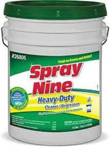 DESCRIPTION: (1) HEAVY DUTY CONCENTRATED AIRCRAFT CLEANING SOAP BRAND/MODEL: SPRAY NINE AV-8 RETAIL$: $211.70 EA SIZE: 5 GALLON QTY: 1