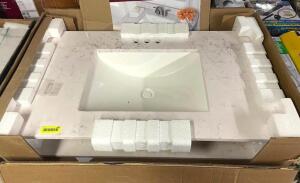 37 in. Stone Effects Vanity Top in Pulsar with White Sink