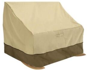 DESCRIPTION (1) CLASSIC ACCESSORIES VERANDA PATIO ROCKING CHAIR COVER BRAND/MODEL 55-874-011501-00 ADDITIONAL INFORMATION DOUBLE-WIDE/WEATHERPROOF/RET