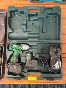 HITACHI DRILL WITH (2) - BATTERIES / CHARGER AND HARD CASE