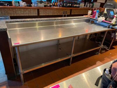 96" X 30" HEAVY DUTY ALL STAINLESS TABLE W/ LEFT SIDE AND BACK 4" SPLASH