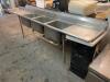 THREE WELL STAINLESS POT SINK W/ LEFT AND RIGHT DRY BOARDS - 3