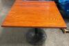 36" X 36" HARDWOOD TABLE W/ HEAVY DUTY ROUND METAL TABLE BASE