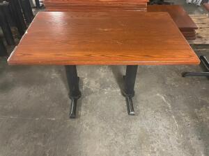 42" X 30" HARDWOOD TABLE W/ DOUBLE PEDESTAL BASES