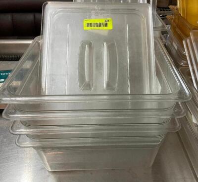 (4) HALF SIZE PLASTIC INSERTS W/ LIDS