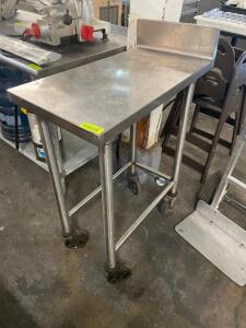 15" X 30" STAINLESS TABLE W/ 4" BACK SPLASH