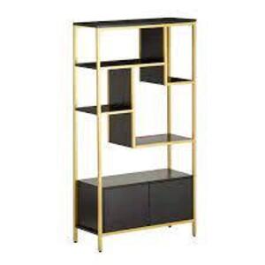 DESCRIPTION: (1) STORAGE RACK WITH DOOR BRAND/MODEL: TECHNI MOBILI #RTA-482BC-GLD INFORMATION: BLACK WITH GOLD RETAIL$: $273.08 EA QTY: 1