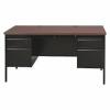 DESCRIPTION: (1) DOUBLE PEDESTAL OFFICE DESK BRAND/MODEL: HIRSH #454Z56 INFORMATION: BLACK/WALNUT RETAIL$: $758.05 EA SIZE: 60 IN OVERALL WD, 29 1/2 I