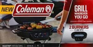 DESCRIPTION: (1) PORTABLE GRILL BRAND/MODEL: COLEMAN RETAIL$: $209.99 EA SIZE: 2 BURNERS QTY: 1