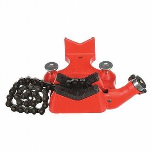 DESCRIPTION: (1) BENCH CHAIN VISE BRAND/MODEL: RIGID #1VUW4 INFORMATION: RED RETAIL$: $751.68 EA SIZE: 0.5 IN � 8 IN PIPE SIZE RANGE, 5 IN MAX HT, 5 I