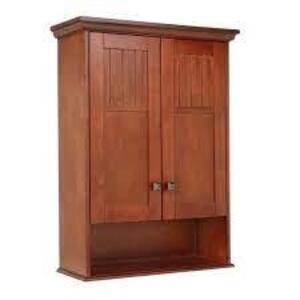 HOME DEOCRATORS COLLECTION Knoxville 22 in. W Bathroom Storage Wall Cabinet in Nutmeg