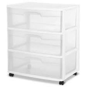 DESCRIPTION: (1) 3 DRAWER CART BRAND/MODEL: STERILITE #2930LAB8 INFORMATION: WHITE RETAIL$: $21.98 EA SIZE: 15X21X25 QTY: 1