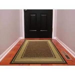 Contemporary Bordered Design Brown 3 ft. x 5 ft. Non-Skid Area Rug