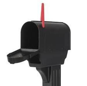 DESCRIPTION: (1) POLYMER MAILBOX POST AND BOX BRAND/MODEL: POSTAL PRO THE HAMPTON INFORMATION: BLACK RETAIL$: $68.48 EA SIZE: 4X4 QTY: 1