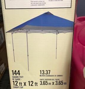 12 ft. x 12 ft. Blue Mega Shade Pop-Up Canopy with Grey Trim