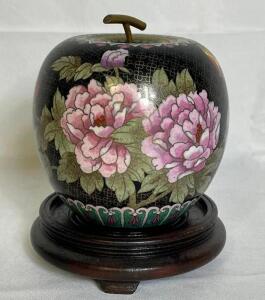 DECORATIVE CLOISONNE APPLE WITH STAND