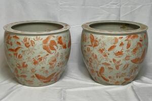 (2) - VINTAGE IMARI PORCELAIN PLANTERS