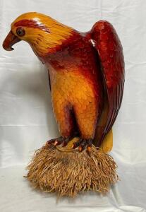 23.5" HAND CRAFTED WOOD "BIRD OF PREY" STATUE / DECORATION