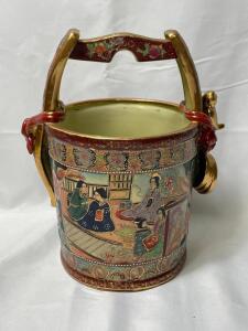 VINTAGE ASIAN CLOISONNE PORCELAIN WINE / CHAMPAGNE BUCKET