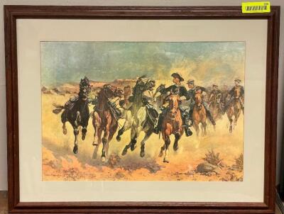 FREDERIC REMINGTON "A DASH FOR THE TIMBER" FRAMED PRINT