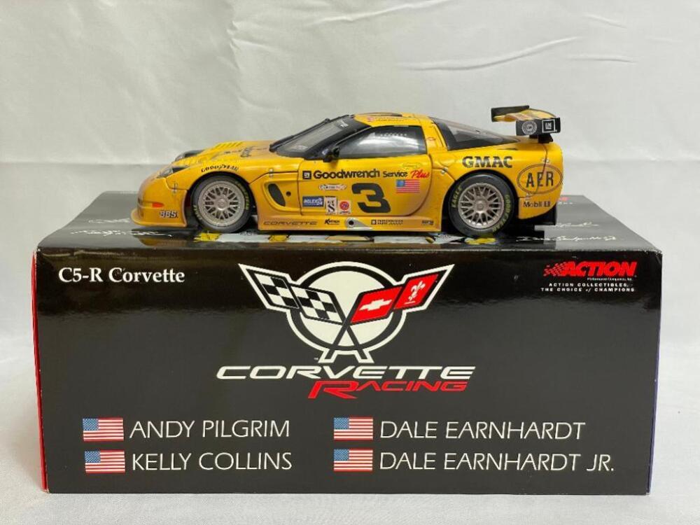 Offers 2001 C5-R Corvette Earnhardt Raced version 1:18 Scale