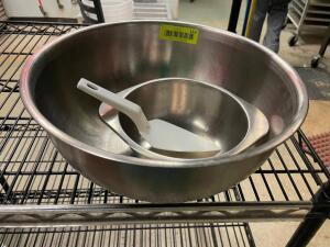 DESCRIPTION: (2) STAINLESS MIXING BOWLS LOCATION: KITCHEN THIS LOT IS: ONE MONEY QTY: 1