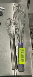 DESCRIPTION: (2) STAINLESS WISK'S LOCATION: KITCHEN THIS LOT IS: SOLD BY THE PIECE QTY: 2