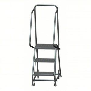 DESCRIPTION: (1) 3 STEP ROLLING LADDER BRAND/MODEL: BALLYMORE #9E384 RETAIL$: 266.8 SIZE: 58.5 OVERALL HEIGHT QTY: 1