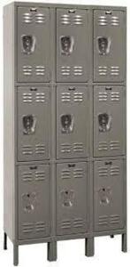 DESCRIPTION: (1) PREMIUM STEEL LOCKER BRAND/MODEL: HALLOWELL/U3228-6A-HG INFORMATION: DARK GRAY/18-OPENINGS RETAIL$: 1,905.97 SIZE: 78"H X 36"W X 12"D