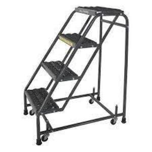 DESCRIPTION: (1) STANDARD ROLLING LADDER BRAND/MODEL: BALLYMORE #6CEF9 RETAIL$: $322.53 EA SIZE: 38 IN PLATFORM HT, 10 IN PLATFORM DP, 16 IN PLATFORM