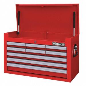 DESCRIPTION: (1) TOP CHEST TOOL STORAGE BOX WITH DRAWERS BRAND/MODEL: WESTWARD #32H878 INFORMATION: RED RETAIL$: $594.75 EA SIZE: 26"W 12-5/8"D 16-3/8