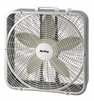 DESCRIPTION (1) AIR KING BOX FAN BRAND/MODEL 9723 ADDITIONAL INFORMATION 3-SPEED/120VAC/RETAILS AT $49.98 SIZE 22-1/2"H X 6-3/8"W X 20"BLADE DIA THIS