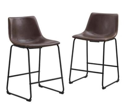 (2) WALKER EDISON LEATHER COUNTER STOOL