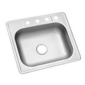 Glacier Bay Drop-In Stainless Steel 25 in. 4-Hole Single Bowl Kitchen Sink