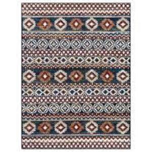 Rosalynn Navy/Multi-Color 5 ft. x 7 ft. Global Low Pile Area Rug