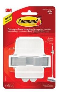 DESCRIPTION (2) PACKS OF (12) COMMAND BROOM GRIPPER BRAND/MODEL 17007-ES ADDITIONAL INFORMATION WHITE & GRAY/RETAILS AT $82.08 PER PK OF 12 SIZE 3-3/8