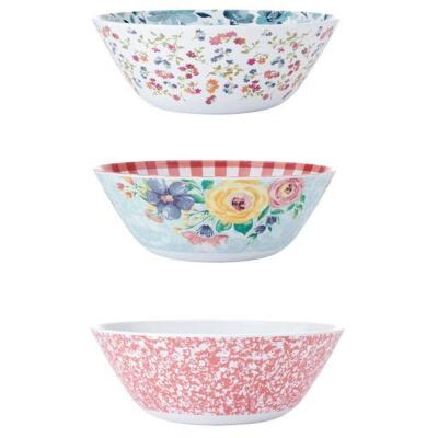 DESCRIPTION: (3) SALAD BOWLS BRAND/MODEL: PIONEER WOMAN INFORMATION: ASSORTED PATTERNS RETAIL$: $24.97 TOTAL SIZE: 10" QTY: 3