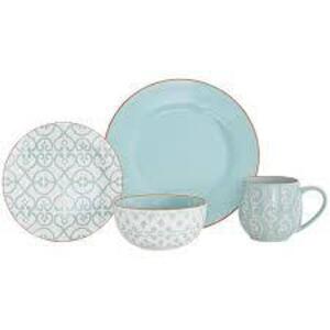 DESCRIPTION: (1) DINNERWARE SET BRAND/MODEL: BAUM #ALARA16M INFORMATION: ALARA MINT RETAIL$: $69.99 EA SIZE: 16 PIECE QTY: 1