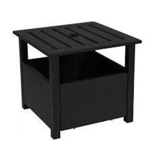 DESCRIPTION: (1) SIDE TABLE BRAND/MODEL: CALIFORINA UMBRELLA INFORMATION: BLACK RETAIL$: $135.00EA SIZE: 20X20X18 QTY: 1