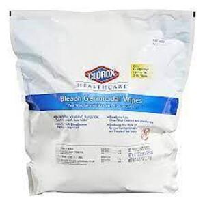 DESCRIPTION: (1) BAG OF HEALTHCARE BLEACH GERMICIDAL WIPES REFILL BRAND/MODEL: CLOROX #30359 RETAIL$: $25.00 EA QTY: 1