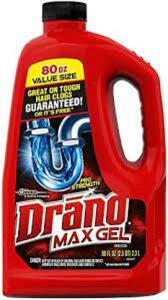 DESCRIPTION: (1) GLOG REMOVER BRAND/MODEL: DRANO MAX GEL RETAIL$: $10.0.0 EA SIZE: 2.5qt QTY: 1