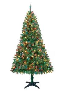DESCRIPTION: (1) PRE-LIT PINE CHRISTMAS TREE INFORMATION: 350 MULTICOLOR LIGHTS RETAIL$: $39 SIZE: 6.5 FOOT QTY: 1