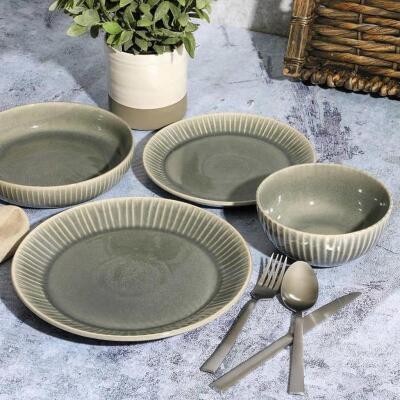 16-PIECE DINNERWARE SET- GRAY