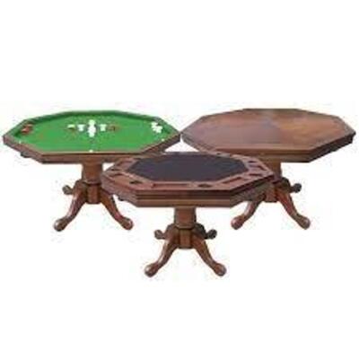 DESCRIPTION: (1) 3 IN ONE POKER TABLE BRAND/MODEL: WALNUT KINGSTON #BG2366A INFORMATION: MISSING CHAIRS JUST TABLE RETAIL$: $2,267.37 EA QTY: 1