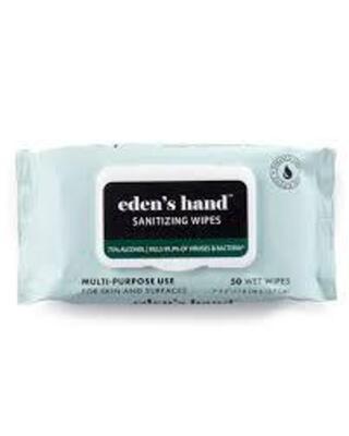 DESCRIPTION: (6) PACKS OF HAND SANITIZING WIPES BRAND/MODEL: EDEN'S INFORMATION: 100 WIPES PER PACK RETAIL$: $6.00 PER PACK SIZE: 75% ETHYL ALCOHOL QT